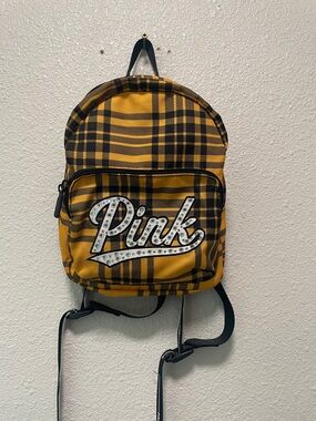 PINK Plaid Mini Backpack - Yellow & Black
